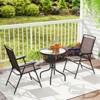 Tangkula 3 PCS Outdoor Bistro Dining Furniture Set w/1.57" Umbrella Hole Rippled - 2 of 4