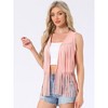 INSPIRE CHIC Women's 70s Western Open Front Faux Suede Fringe Vest - 2 of 4
