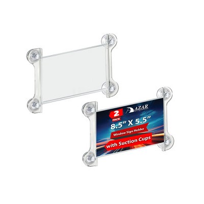 Azar Displays Clear Acrylic Window/Door Sign Holder Frame with Suction Cups 8.5''W x 5.5''H, 2-Pack