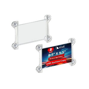 Azar Displays Clear Acrylic Window/Door Sign Holder Frame with Suction Cups 8.5''W x 5.5''H, 2-Pack - 1 of 4