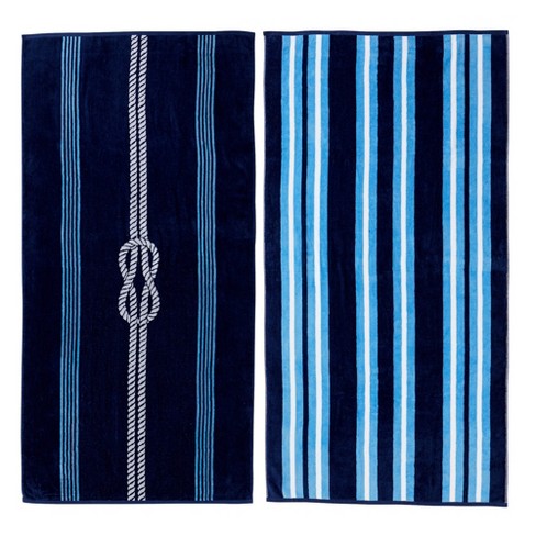 STRIPED LOGO JACQUARD BEACH TOWEL