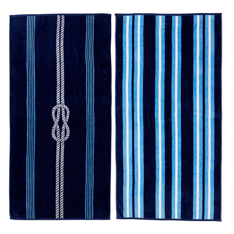 Cotton Jacquard Theme Printed Beach Towel 2 Pack - Great Bay Home, 1 of 8
