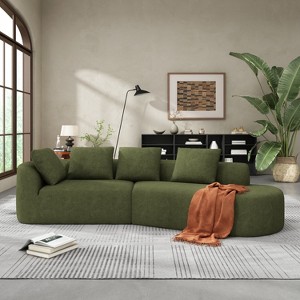 VAISP-Modern 2-Piece Curved Green Sectional Sofa with Chaise Lounge, High-Density Sponge, Pearl Upholstery, Right-Facing for Living Room - 1 of 4