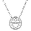 Steeltime Ladies brass simulated diamonds round "Mom" pendant. Color Options: White, Gold - 2 of 4