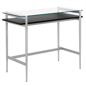 36" Silver Desk with Black Woodgrain Shelf - Henn&Hart - 1 of 4