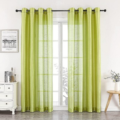 GoodGram 2 Piece Sheer Voile Faux Silk Spring & Summer 84 in. L Grommet Top Curtain Panels