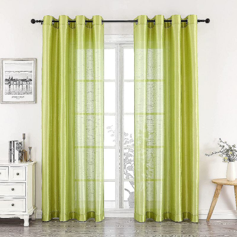Kate Aurora Artisan Lightweight Transparent Faux Silk Sheer Grommet Single Curtain Panel, 1 of 7