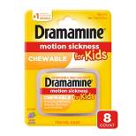 Dramamine Kids Chewable Motion Sickness Relief Tablets for Nausea, Dizziness & Vomiting - Grape -  8ct