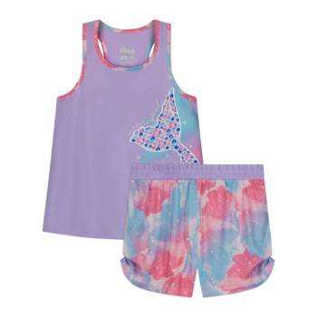 Sleep On It Girls 2-Piece Sleeveless Tank-Top Jersey Pajama Shorts Set with Matching Hair Scrunchie