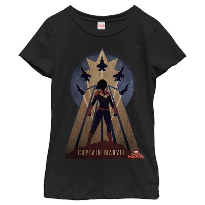 Girl's Marvel Captain Marvel Silhouette T-shirt - Black - X Small : Target