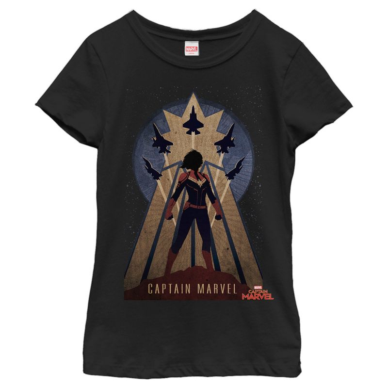 Girl's Marvel Captain Marvel Silhouette T-Shirt, 1 of 5