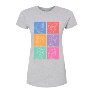 Women's - Disney - Snow White, Ariel, Belle, Cinderella, Jasmine & Aurora Fitted Graphic T-Shirt - 1 of 3