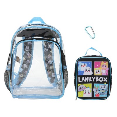 Lanky Box Character Grid 16” Clear Backpack & Lunch Kit Value Set