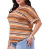 Agnes Orinda Women's Plus Size Boho V Neck Short Sleeve Geometric Print Summer Holiday Blouses - 2 of 4