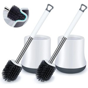 LunaLulinlk Toilet Brush Cleaner and Storage Set Bathroom Toilet Brush, White, 2-Pack - 1 of 4