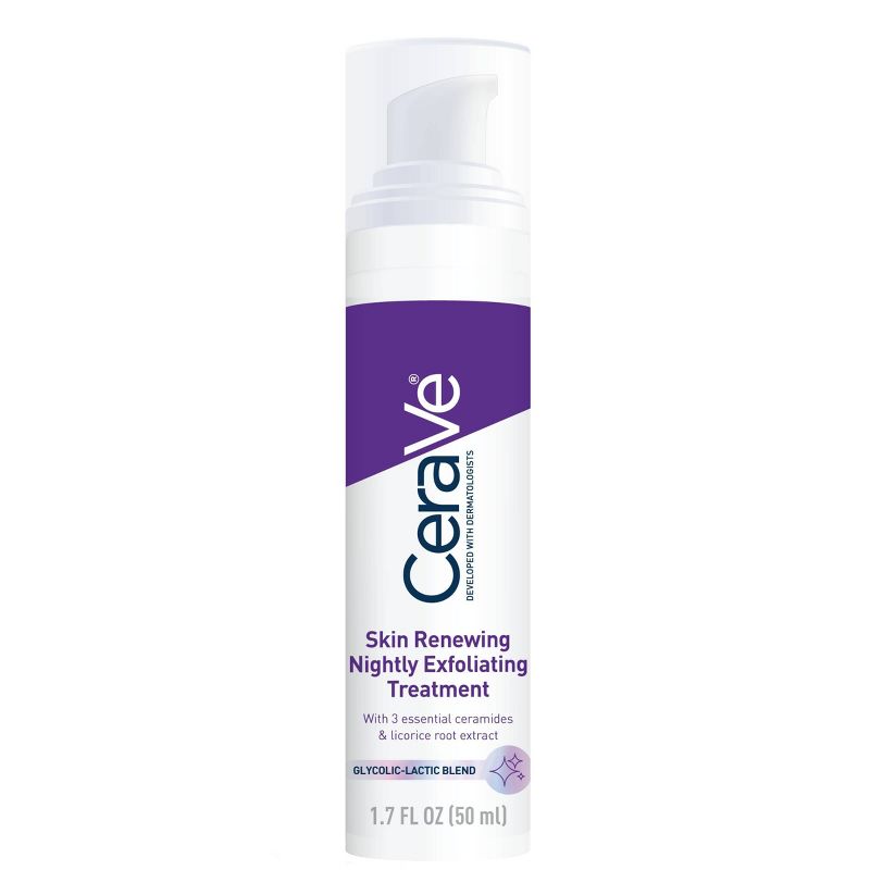 CeraVe Skin Renewing Nightly Exfoliating Treatment Glycolic Acid Face Serum - 1 fl oz, 1 of 10