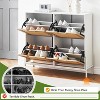 Rattan Shoe Storage Cabinet, Entryway Shoe Cabinet with 4 Flip Doors, Freestanding Shoe Rack with 3 Position Adjusted and Removable Shelves for - 3 of 4