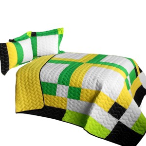 Slickblue 3 PC Quilt Set Full/Queen, Machine Washable, Quilt & 2 Shams, Plus Pattern Patchwork in 5 Colors - 1 of 4