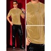INSPIRE CHIC Men's Crew Neck Short Sleeve Disco Velvet T-Shirts - 4 of 4
