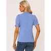 Allegra K Women's Work Office Half Placket Ruffled Puff Sleeve Blouse - 4 of 4