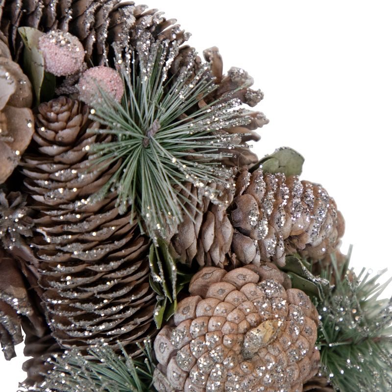 Northlight Glittered Pine Cones and Berries Artificial Christmas Wreath, 13-Inch, Unlit, 3 of 6