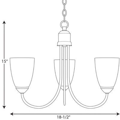Progress Lighting Gather Collection, 3-Light Chandelier, Antique Bronze, Etched Glass Shades