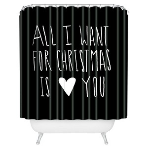 Leah Flores All I Want For Christmas Is You Shower Curtain Black - Deny Designs - 1 of 4