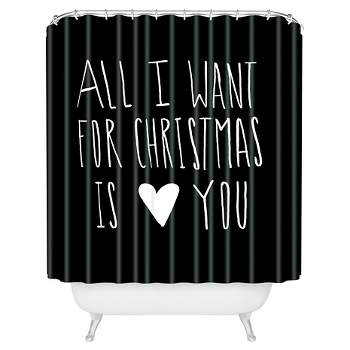 Leah Flores All I Want For Christmas Is You Shower Curtain Black - Deny Designs