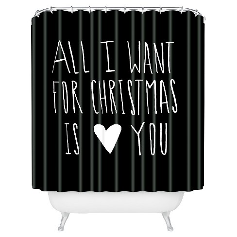 Leah Flores All I Want For Christmas Is You Shower Curtain Black - Deny Designs - image 1 of 4
