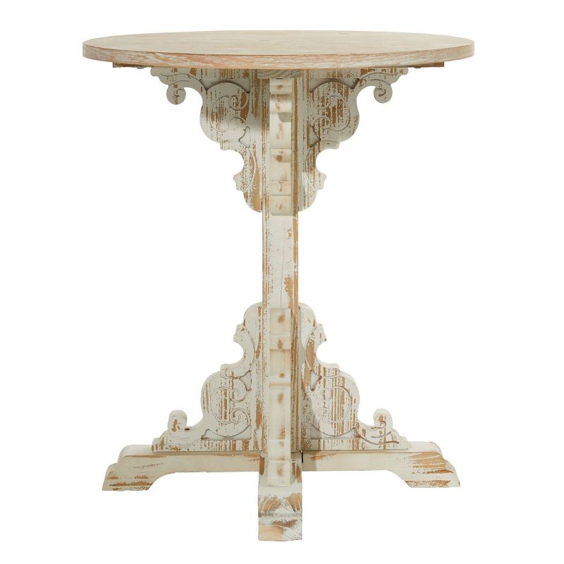 Small Round Antique Wood Accent Table White - Olivia &#38; May, 6 of 8
