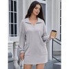 Clearlove Dresses Women Fall Button Down Lapel Collar Long Sleeve Knee Length Shirt Midi Dress with Pockets - 2 of 4