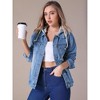 INSPIRE CHIC Women's Long Sleeve Button Down Detachable Hoodie Jean Jacket - 2 of 4