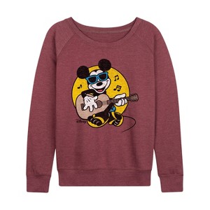 Women's - Disney - Mickey & Friends Lightweight French Terry Wide Neck Long Sleeve Shirt - 1 of 4