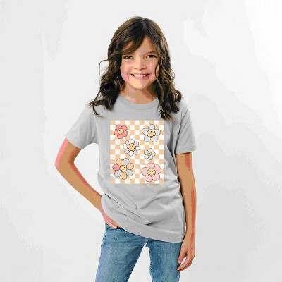 The Juniper Shop SmileyWorld Checkered Floral Distressed Youth Short Sleeve Tee