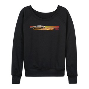 Women's - Back to the Future - Delorean Lightweight French Terry Wide Neck Long Sleeve Shirt - 1 of 4