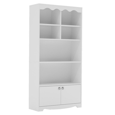 Tall Bookshelf, 63 Inch Wood Bookcase With 2 Cabinets, Shelves, 5-Tier Book Shelf Storage Organizer, Modern Freestanding Display Shelf Unit for