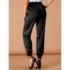 Allegra K Women's Drawstring Elastic Waist Ankle Length Satin Joggers with  Pocket Black Large