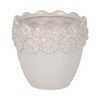 Stoneware Ceramic Planter with Embossed Floral Rim and Curved Edge Detailing for Decorative Display and Contemporary Accent Styling - 2 of 4