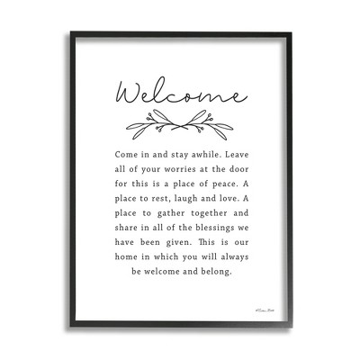 Stupell Industries Welcome Home Quote Simple White Typography Framed Giclee Art