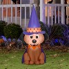 Gemmy Halloween Inflatable Dog in Witch Hat, 4 ft Tall, Multi - 2 of 4