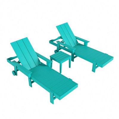 WestinTrends Ashore Modern Poly Reclining Chaise Lounge Set with Side Table