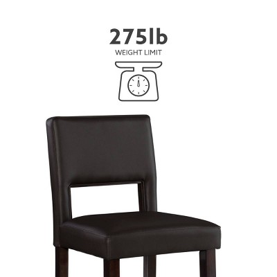 Dark Brown Wood and Leather Counter Stool, 24"