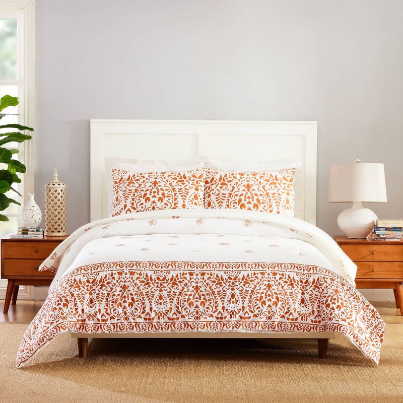 3pc Paloma Comforter Set Orange/White - Laurel & Mayfair, 1 of 10