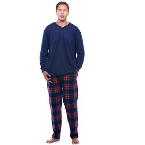 #FollowMe Mens Thermal Henley Pajama Set with Polar Fleece Pants  Warm, Comfy Sleepwear - 1 of 3