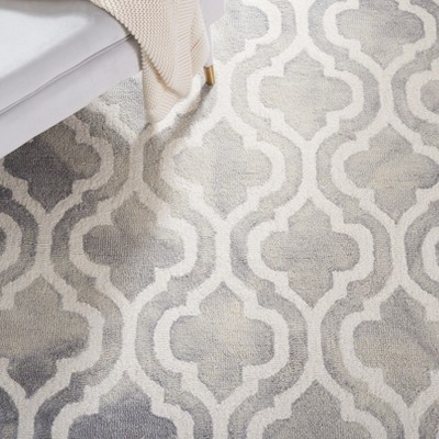 Grey and Ivory Hand-Tufted Wool Square Area Rug