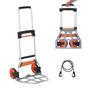 VEVOR Folding Hand Truck, 275 lbs Load Capacity, Aluminum Portable Cart, Convertible Hand Truck and Dolly with Telescoping Handle, Orange - 1 of 4