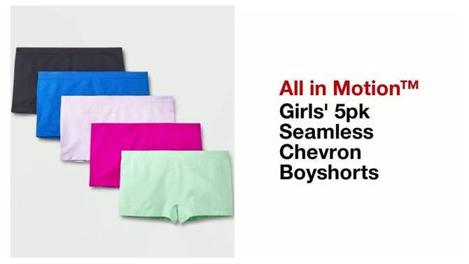 Girls' 5pk Seamless Chevron Boy Shorts - All In Motion™, 2 of 5, play video