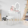 Kids Princess Vanity Set, Make Up Vanity Table with Storage Drawer, White Makeup Dressing Desk for Girls - 3 of 4