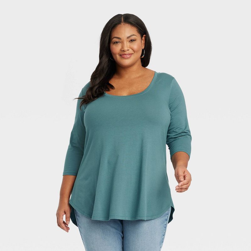 Women's 3/4 Sleeve Tunic T-Shirt - Ava & Viv™, 1 of 4