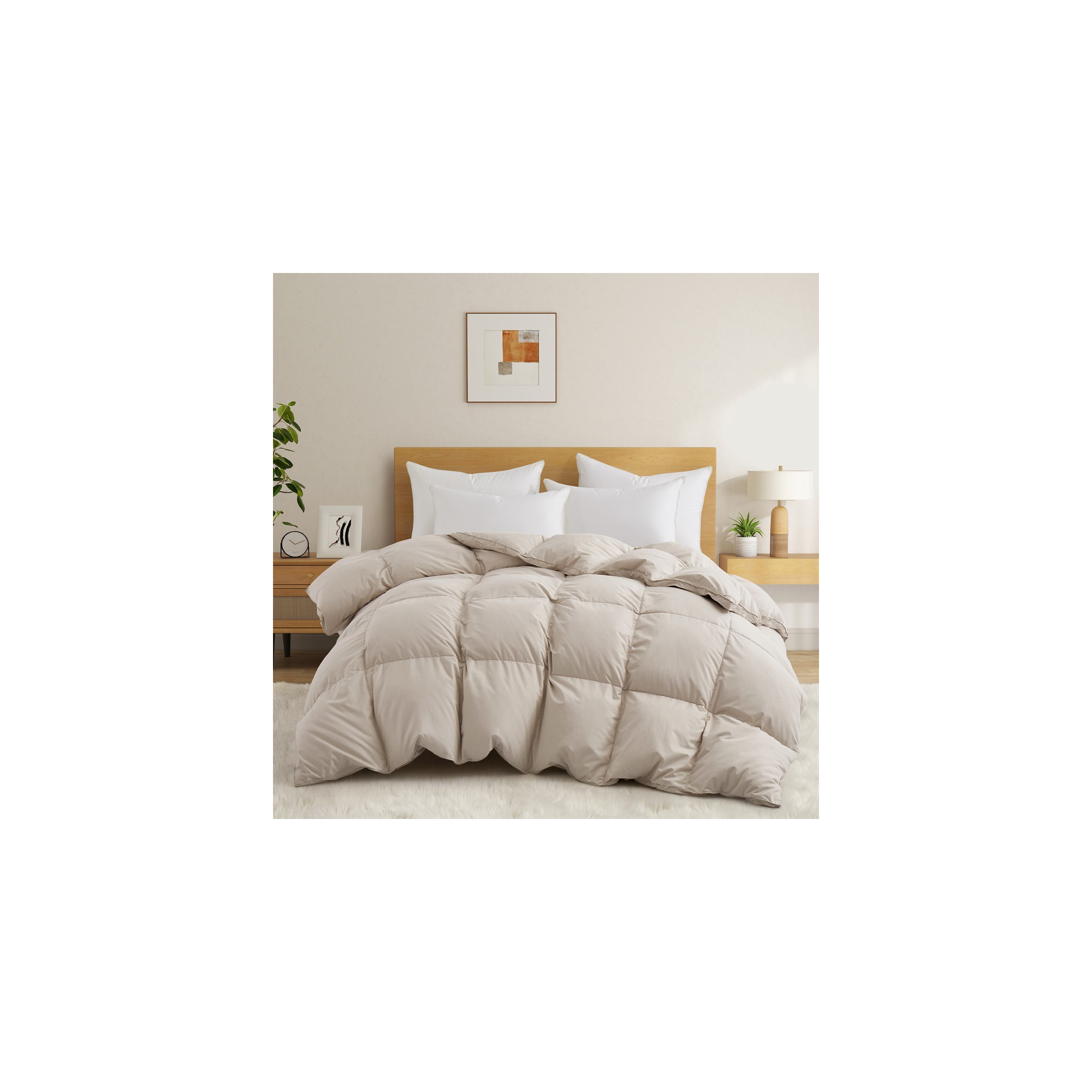 Peace Nest White Goose Down Feather Fiber Comforter Heavyweight Duvet Insert, Heavyweight Cream, Twin